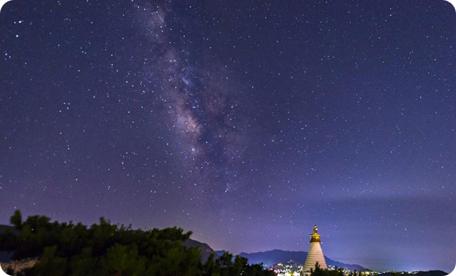 Night landscape against stunning Milky Way in N China